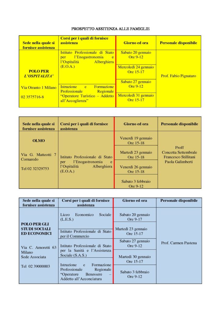 ISCRIZIONI APERTE PER A.S. 2018/2019 – ASSISTENZA ALLE FAMIGLIE